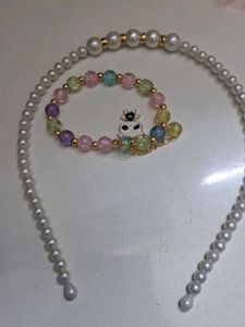 Pearl Necklace and Bracelet Set