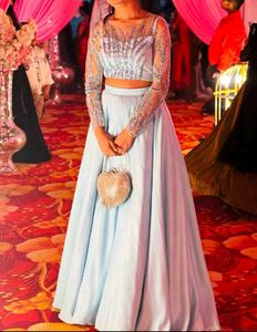 Elegant Blue Embellished Lehenga Choli