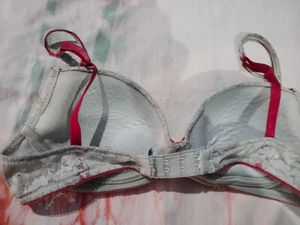 Lace Padded Bra with Red Trim