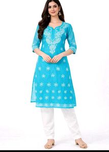 Blue Chikankari Kurti with inner