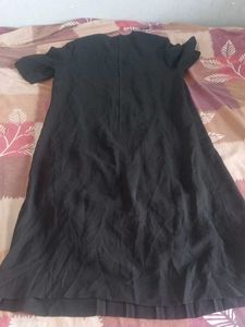 Elegant Black Kurta with Pleated Front