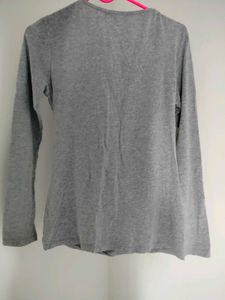Gray Wrap Long Sleeve Top