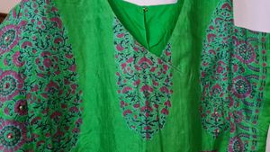 Ethnic silk printed jacket with wooden bead work