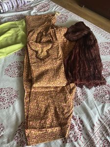 cotton block print anarkali full suit set.