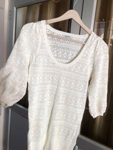 Cream Textured Knit Top☁️🎗️
