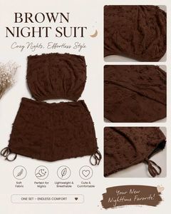 Cozy Brown Textured Night Suit Set