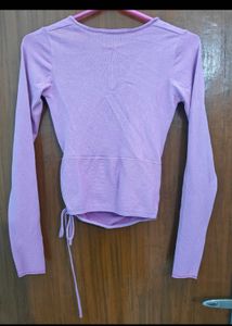 Ribbed Pink Cut-Out Long Sleeve Top &amp; Shorts Set