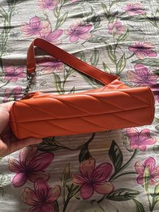 Chic Padded Orange Shoulder Bag
