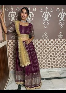 Stylish Striped Lehenga Choli Set