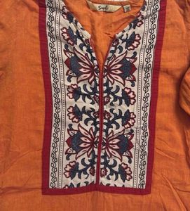 Boho Embroidered Orange Tunic