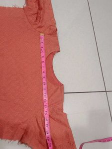 semistich Peach Cotton Kurta
