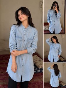 Classic Light Wash Denim Shirt Dress