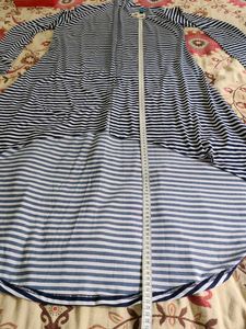 Striped Open Front Long Cardigan