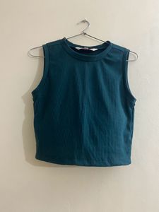 Price Drop Ribbed Tank Crop Top Green Color