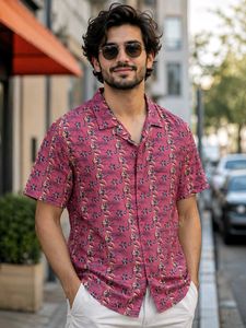 Tropical Maroon Half Sleeve Casual Shirt 👔