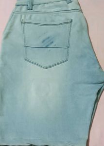 Men's Light Blue Washed Denim Shorts