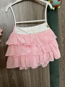 Cute Pink Ruffled Top &amp; Skirt Set