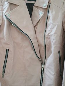 Pink Faux Leather Biker Jacket
