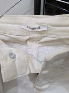 Cream Denim Shorts