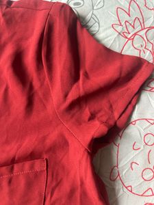 Chic Red Button-Up Blouse