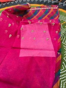 Gorgeous Pink &amp; Multicolor Embellished Saree