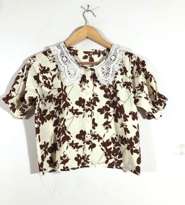 Cream Printed Casual Top(Women’s)