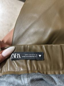 Olive Green Faux Leather Mini Skirt