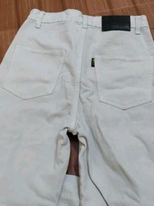 Denim Cargo Pants - Beige