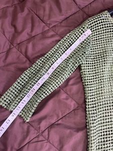 Green Textured Mesh Top