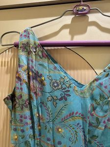 Elegant Blue Floral Dress