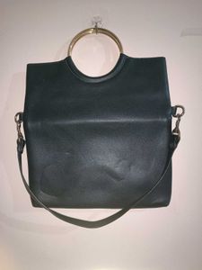 Chic Black Clutch with Gold Ring Detail