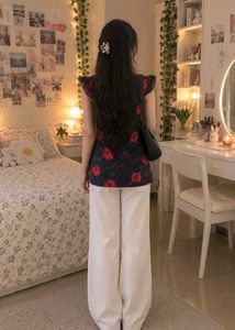 Chic Floral Navy Blue Kurta Top