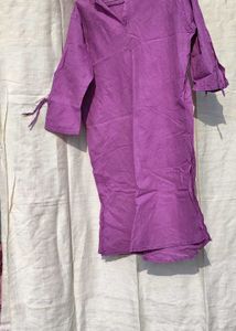 Purple Cotton Blend Kurta