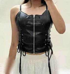 Black Faux Leather Corset Top