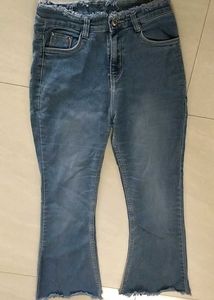 Frayed Hem Flare Jeans