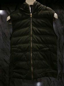 Olive Green Puffer Vest with Hood
