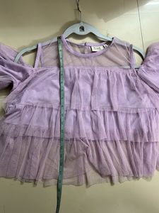 Lavender Ruffled Cold-Shoulder Top