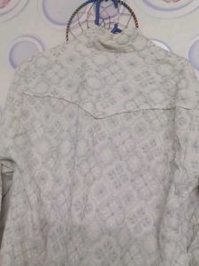 Elegant Chikankari Printed Kurta with Brooch