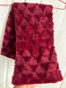 Soft Faux Fur Wine color Scarf