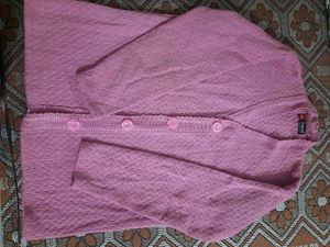 Pink Knit Cardigan Woman Sweater