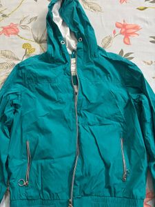 Teal Hooded Windbreaker Jacket