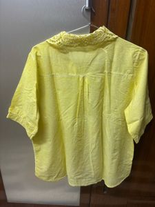 Yellow Embroidered Cotton Shirt