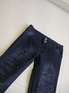 Cute Embellished Denim Jeans