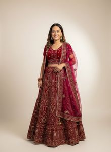 Stunning Pink Embroidered Lehenga-2 dupatta- Stitc