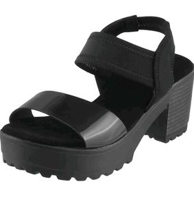 Black Platform Heeled Sandals