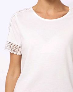 White Lace Trim T-Shirt
