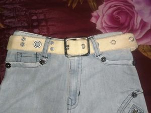 RARE Y2K ZIPWORK STRAIGHT FIT JEANS WITH BELT