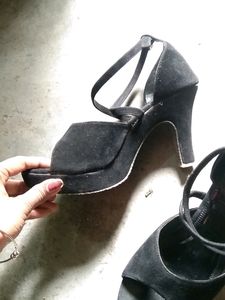 Black Solid Ankle Strap heel For Women