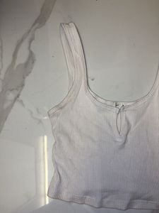 Ribbed White Crop Tank Top