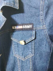 Classic Blue Denim Jacket with U.S. Army Patch